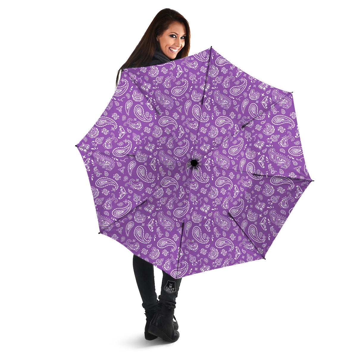 Violet Paisley Bandana Print Umbrella-grizzshop