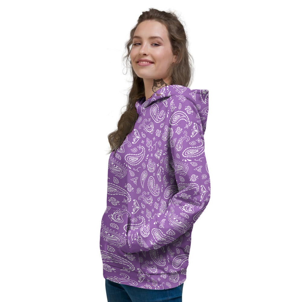 Violet Paisley Bandana Print Women's Hoodie-grizzshop