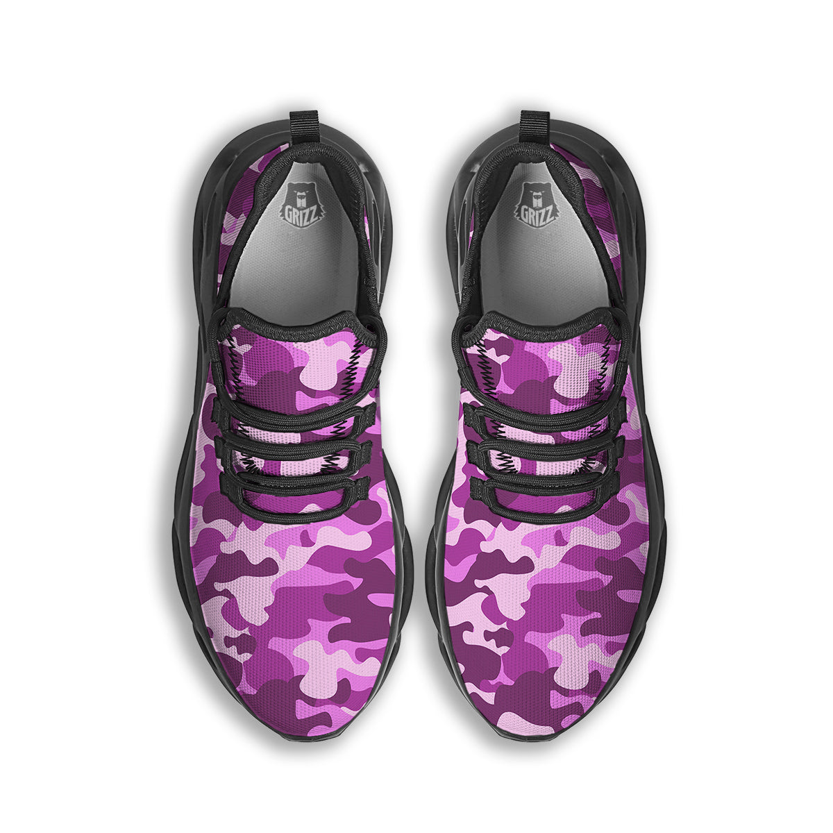 Violet Purple Camo And Camouflage Print Black Running Shoes-grizzshop