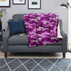Violet Purple Camo And Camouflage Print Blanket-grizzshop