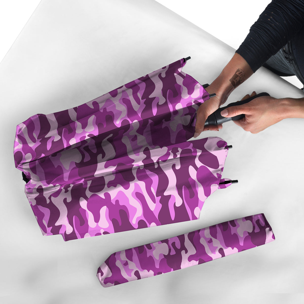 Violet Purple Camo And Camouflage Print Umbrella-grizzshop