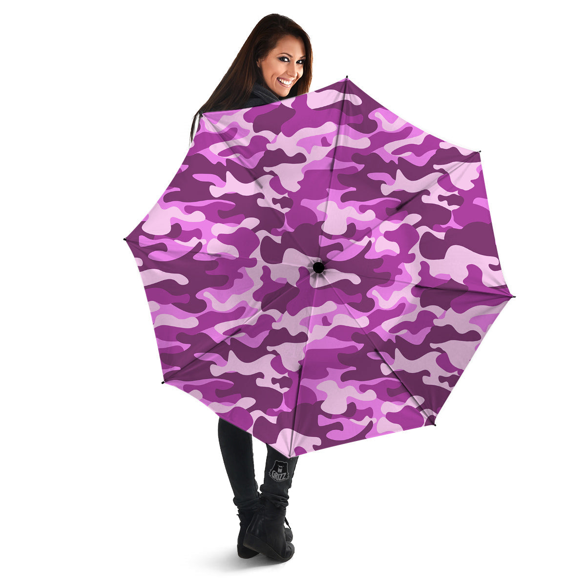 Violet Purple Camo And Camouflage Print Umbrella-grizzshop