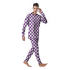 Violet Purple Checkered Flag Print Men's Pajamas-grizzshop