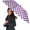 Violet Purple Checkered Flag Print Umbrella-grizzshop