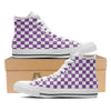 Violet Purple Checkered Flag Print White High Top Shoes-grizzshop