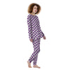 Violet Purple Checkered Flag Print Women's Pajamas-grizzshop