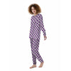 Violet Purple Checkered Flag Print Women's Pajamas-grizzshop