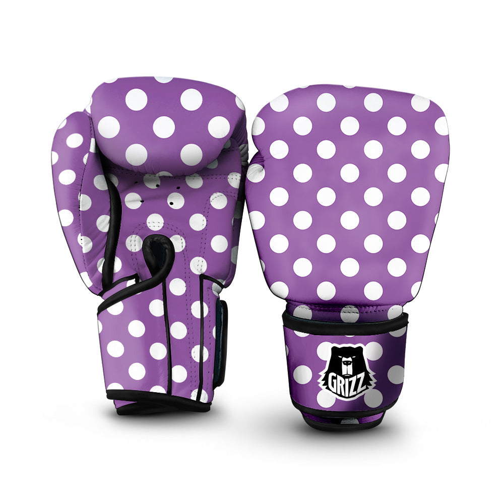 Violet Purple Color Polka Dot Print Pattern Boxing Gloves-grizzshop