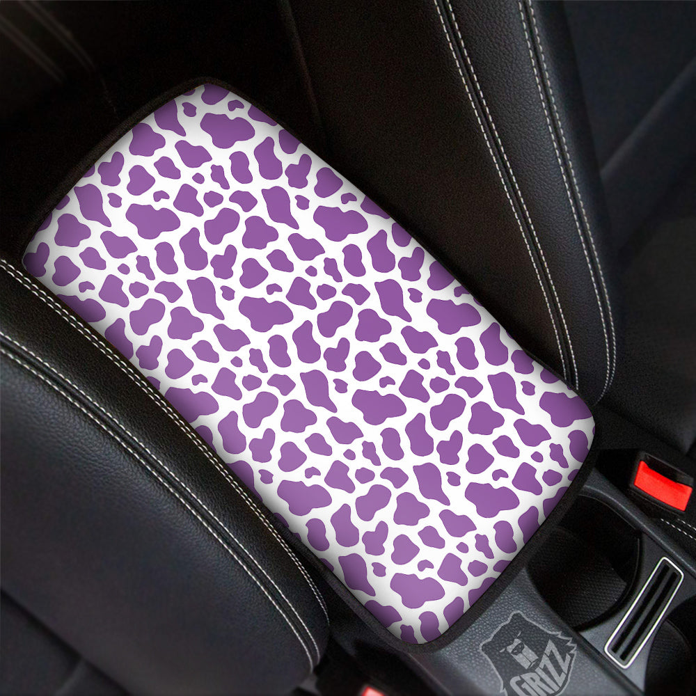 Violet Purple Cow Print Pattern Car Center Console Cover-grizzshop