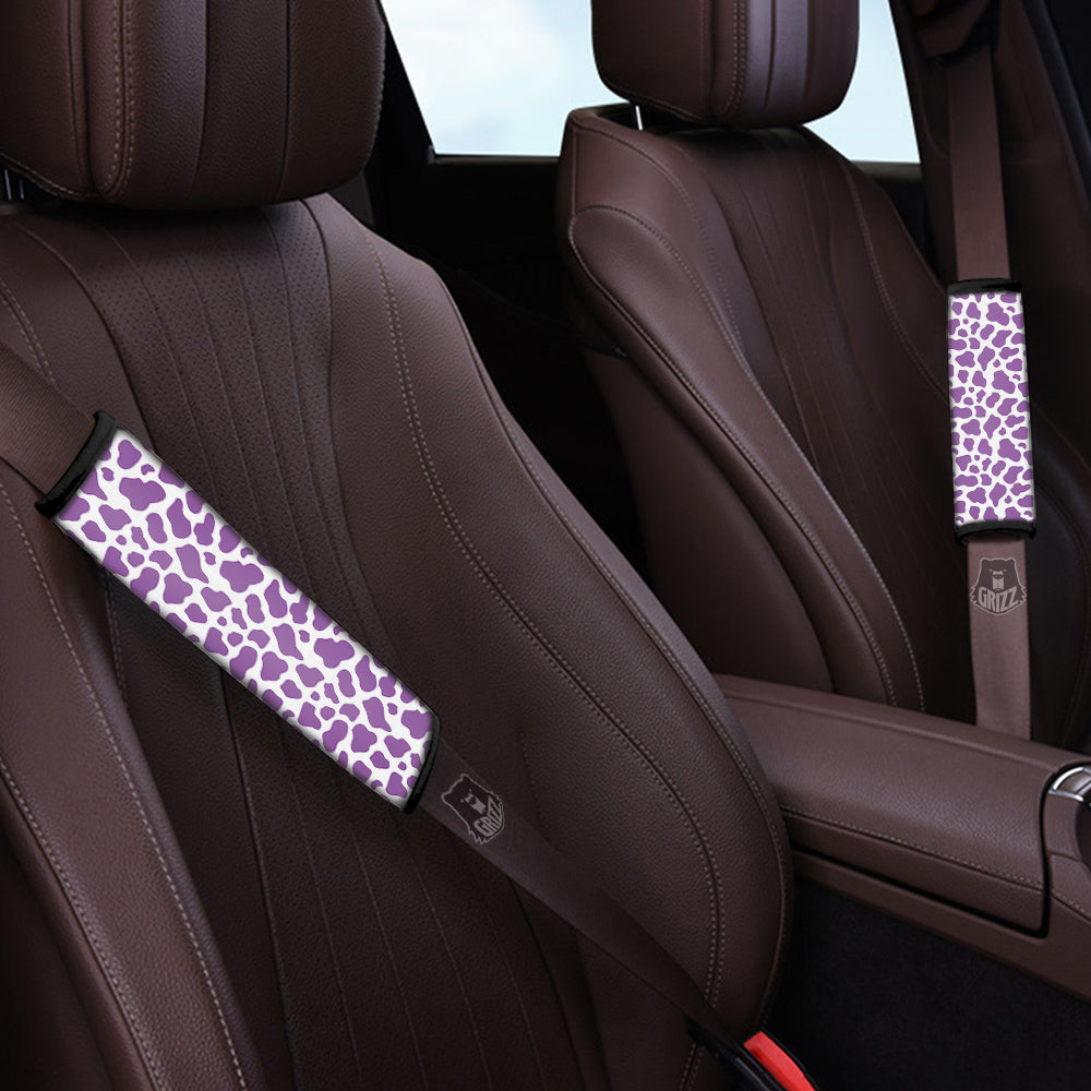 Violet Purple Cow Print Pattern Car Seat Belt Cover-grizzshop