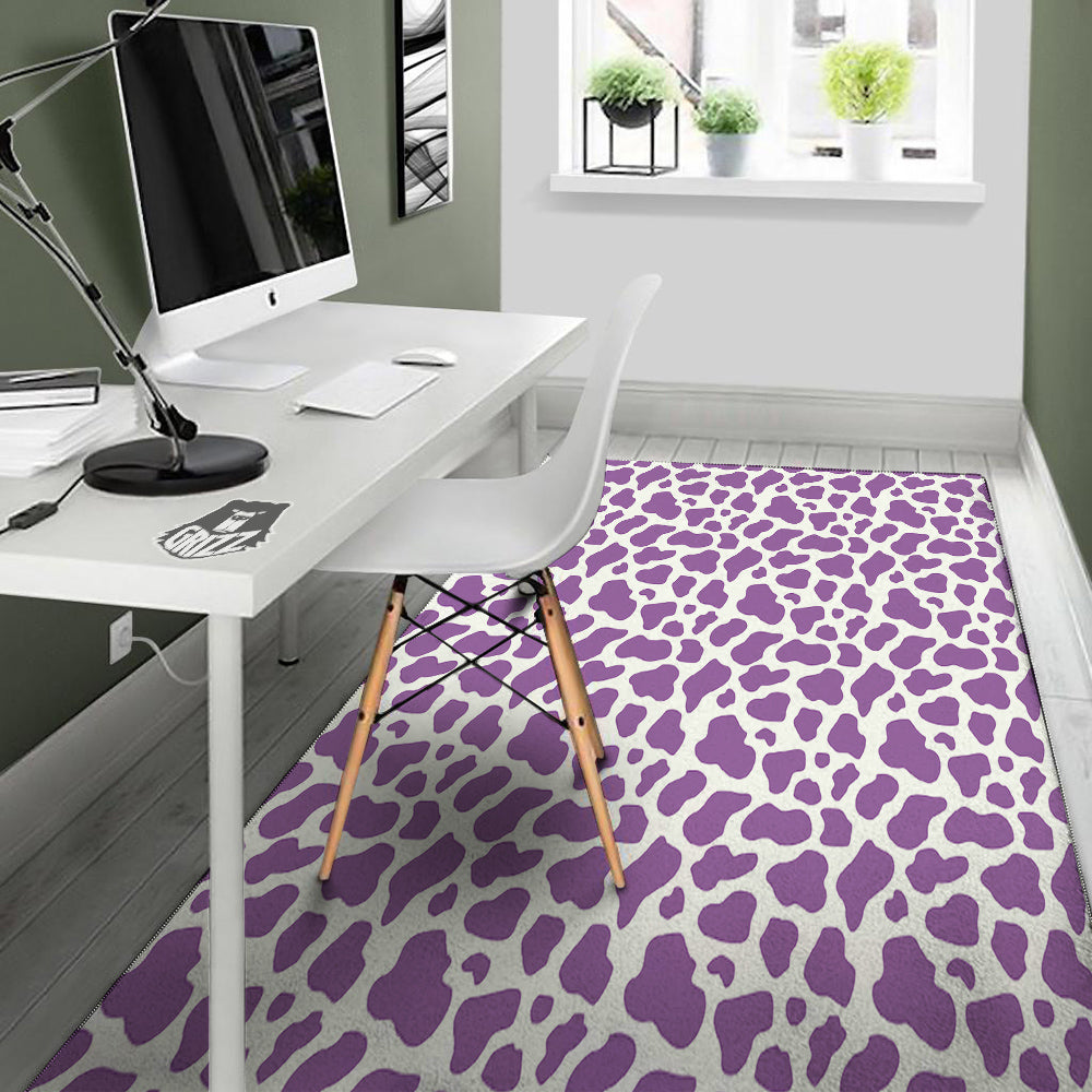 Violet Purple Cow Print Pattern Floor Mat-grizzshop