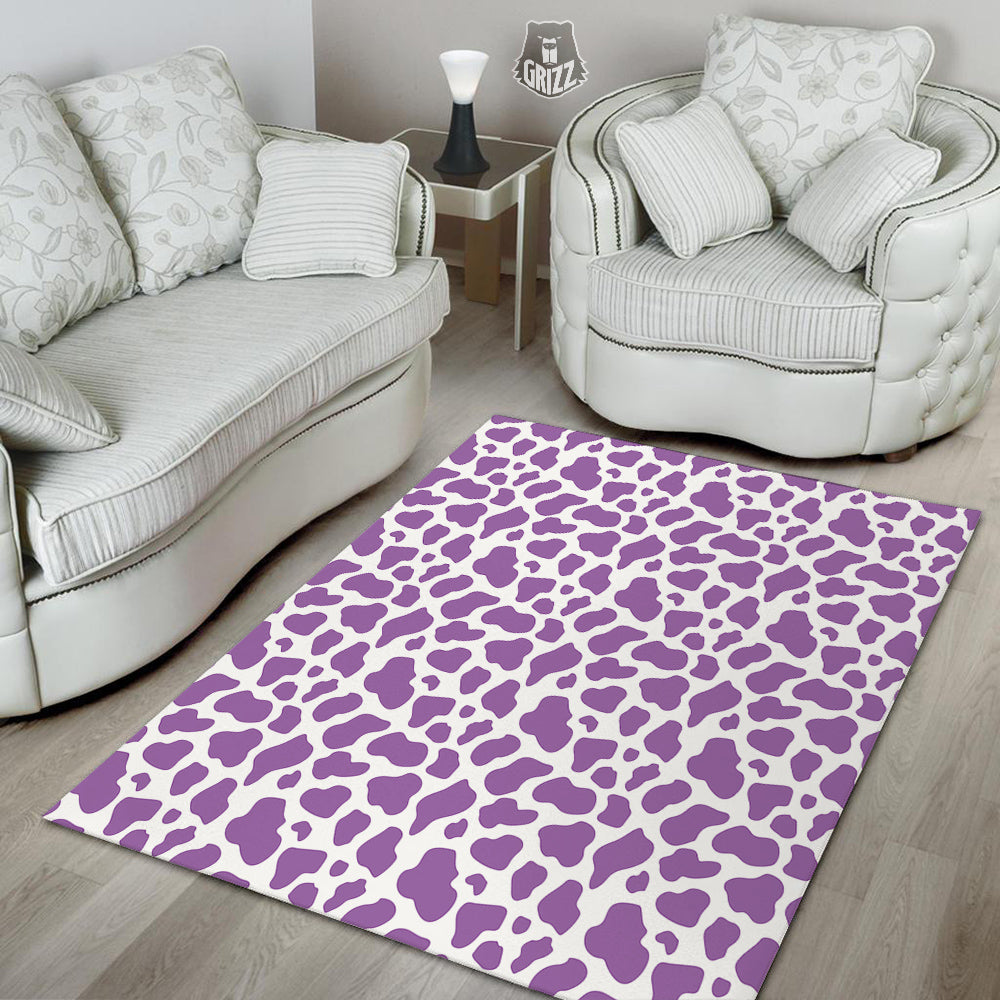 Violet Purple Cow Print Pattern Floor Mat-grizzshop