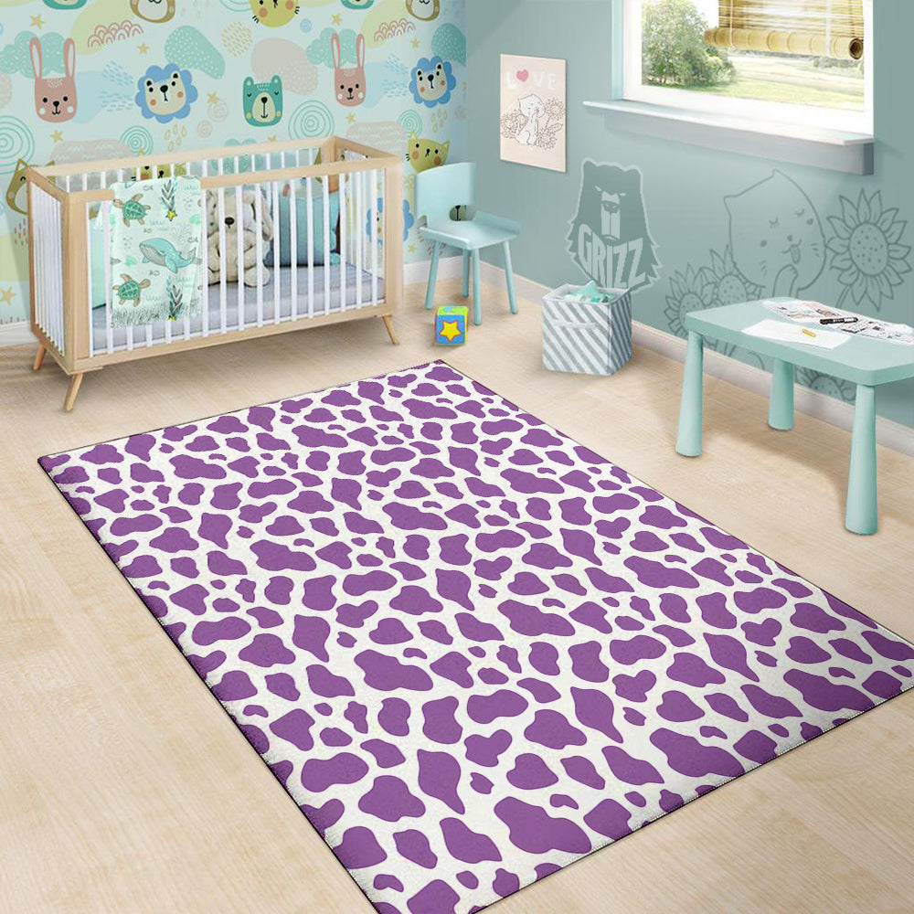 Violet Purple Cow Print Pattern Floor Mat-grizzshop