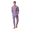 Violet Purple Cow Print Pattern Men's Pajamas-grizzshop