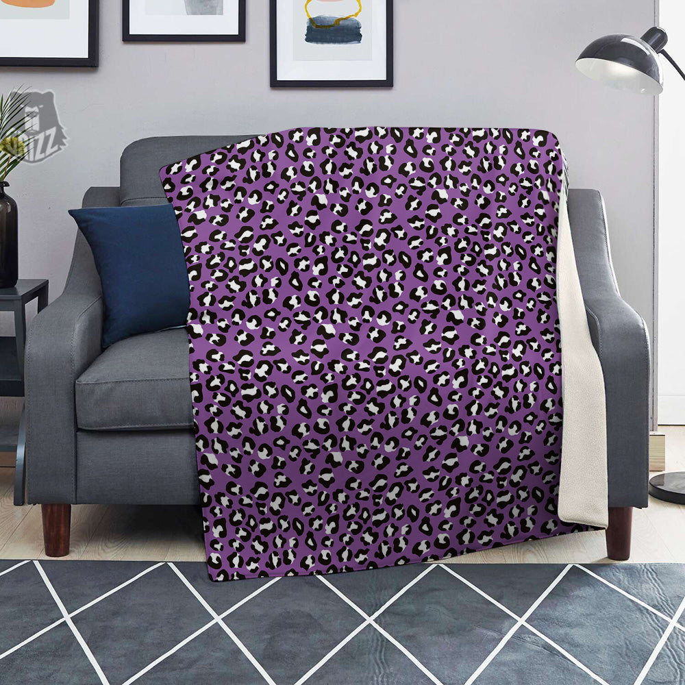 Violet Purple Leopard Print Pattern Blanket-grizzshop