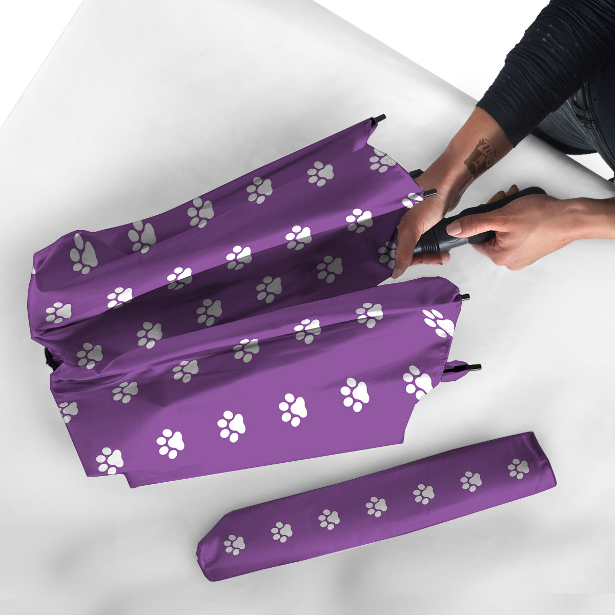 Violet Purple Paw Print Umbrella-grizzshop