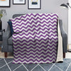 Violet Purple Wave Striped Print Blanket-grizzshop