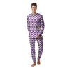 Violet Purple Wave Striped Print Men's Pajamas-grizzshop