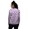 Violet Purple Wave Striped Print Women's Bomber Jacket-grizzshop