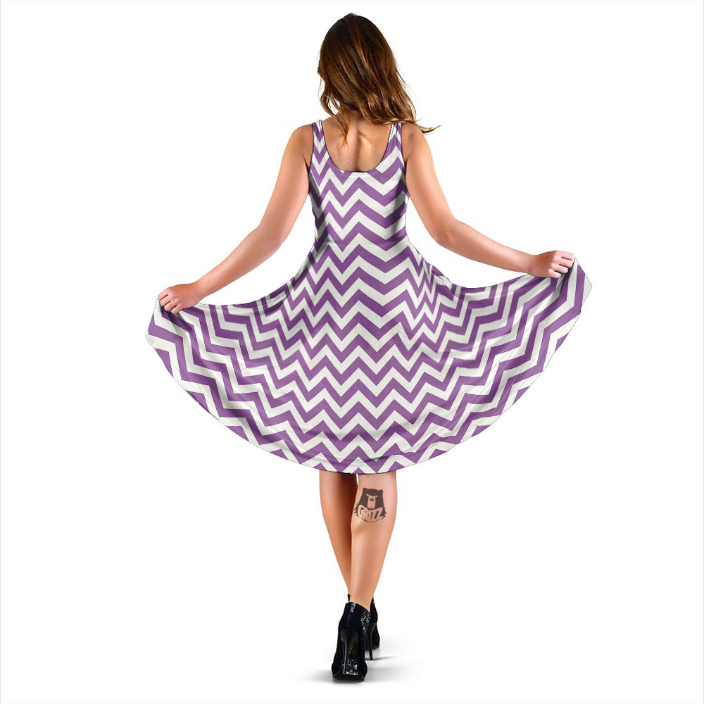 Violet Purple Zigzag Print Pattern Dress-grizzshop