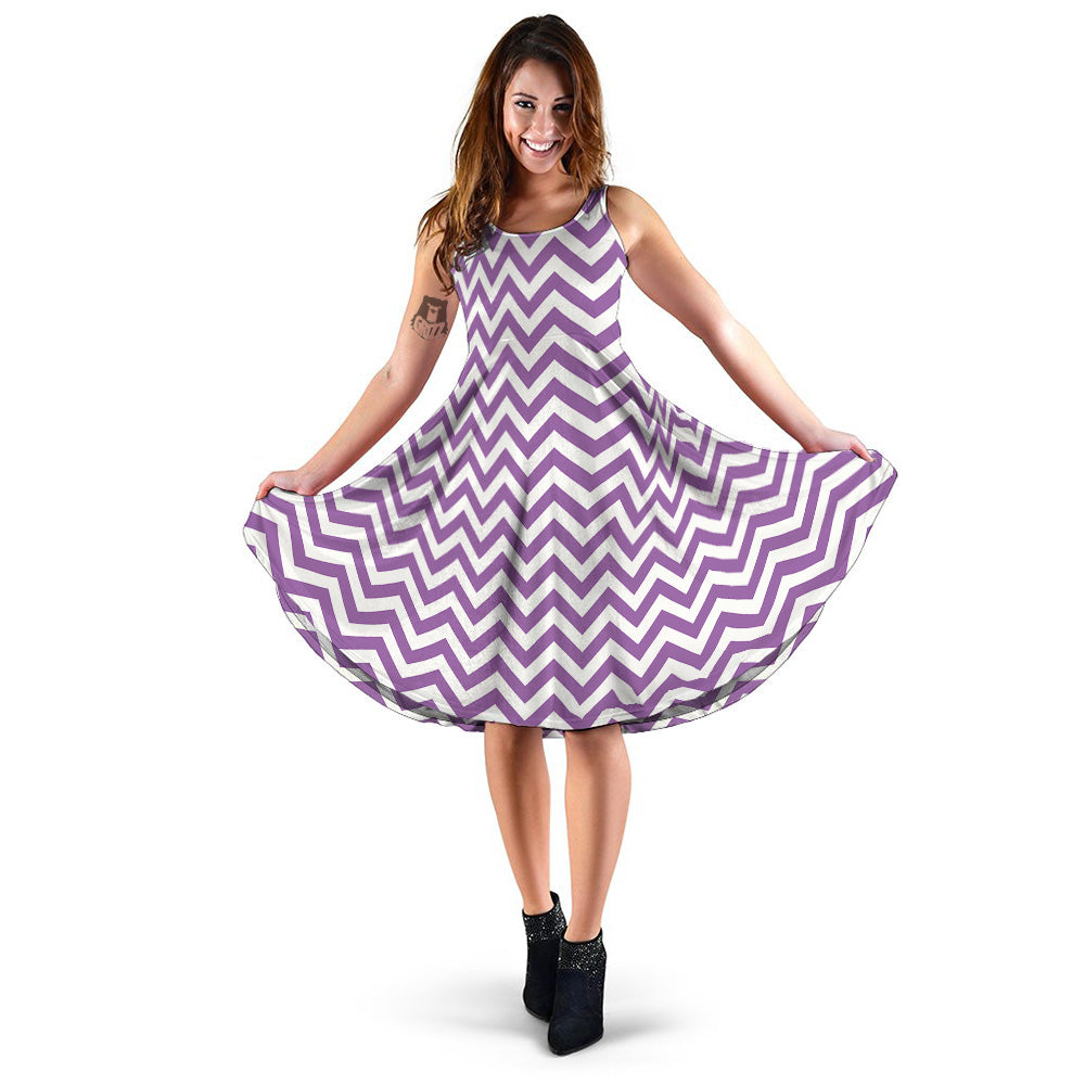 Violet Purple Zigzag Print Pattern Dress-grizzshop