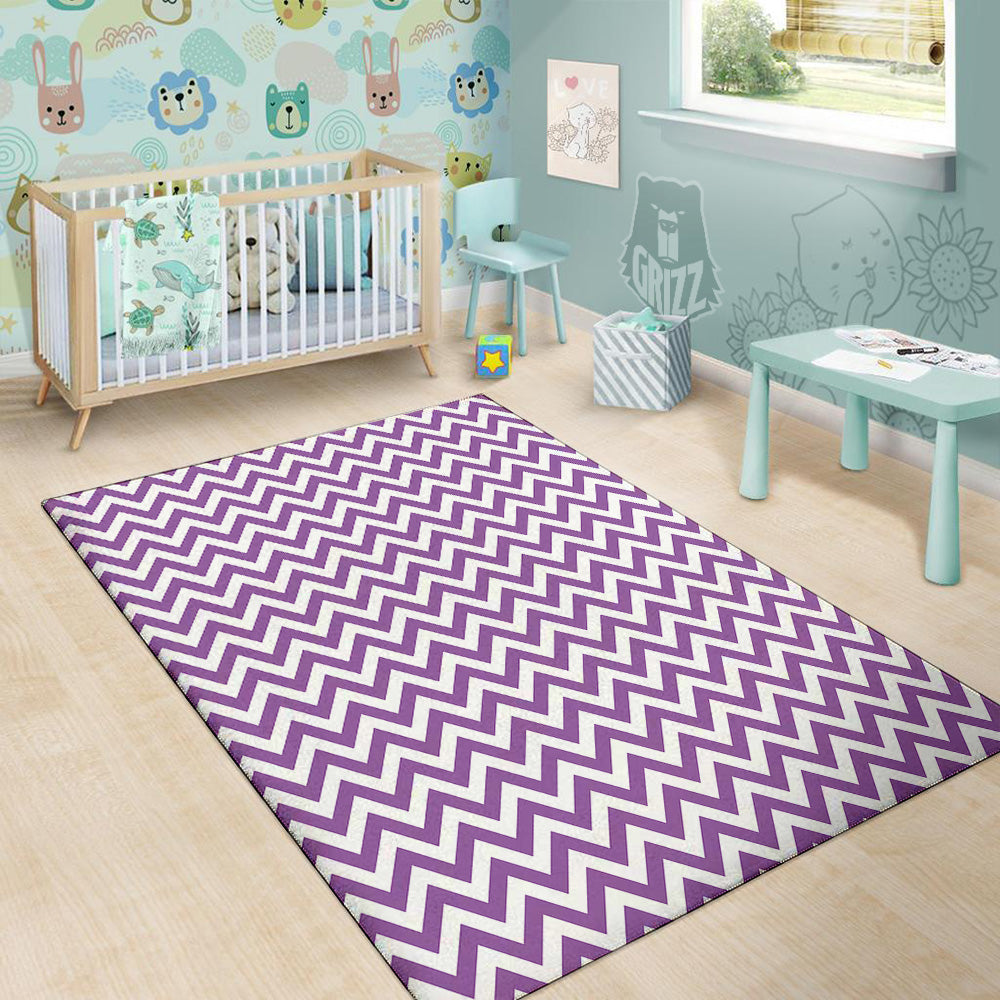 Violet Purple Zigzag Print Pattern Floor Mat-grizzshop