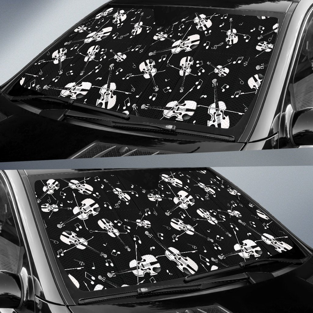 Violin Pattern Print Car Sun Shade-grizzshop