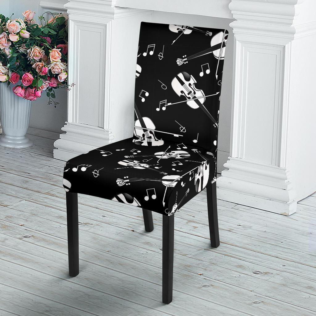 Violin Pattern Print Chair Cover-grizzshop