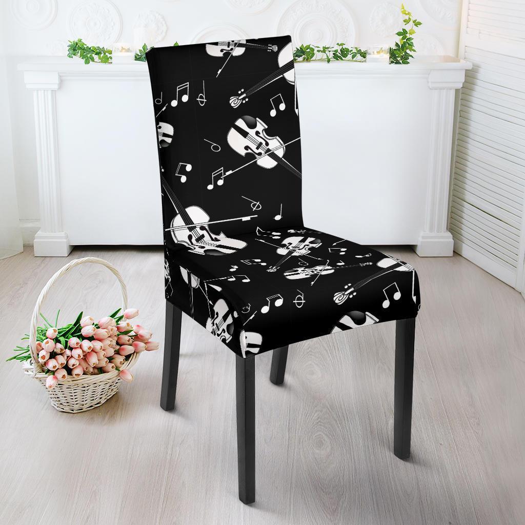 Violin Pattern Print Chair Cover-grizzshop