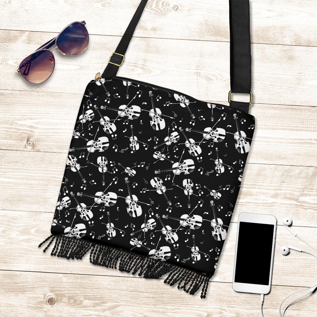 Violin Pattern Print Crossbody Bags-grizzshop