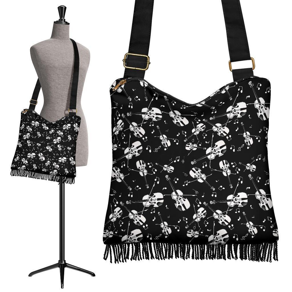 Violin Pattern Print Crossbody Bags-grizzshop