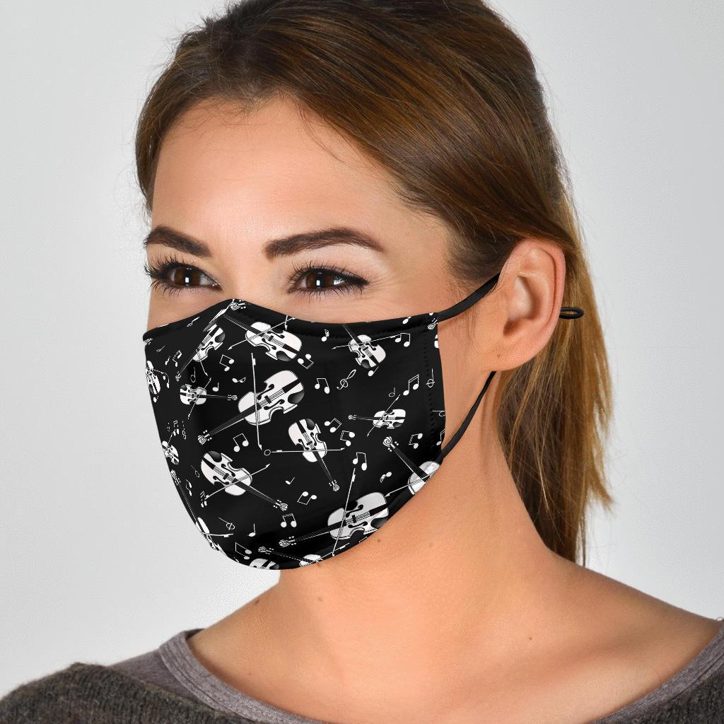 Violin Pattern Print Face Mask-grizzshop