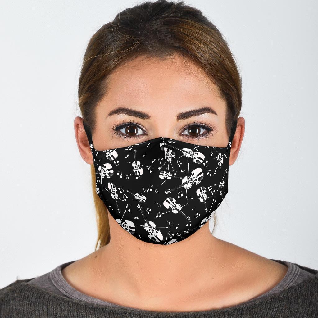 Violin Pattern Print Face Mask-grizzshop