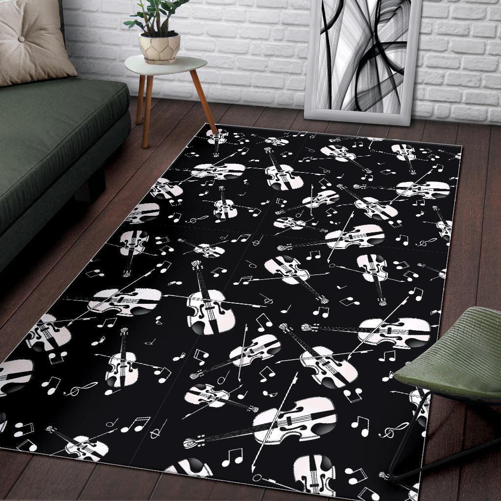 Violin Pattern Print Floor Mat-grizzshop