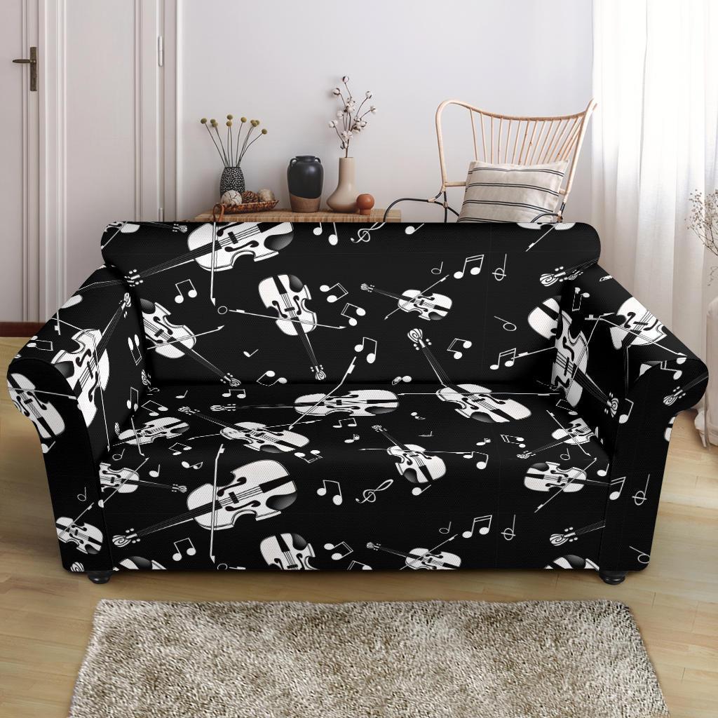 Violin Pattern Print Loveseat Cover-grizzshop