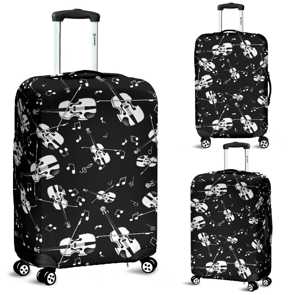 Violin Pattern Print Luggage Cover Protector-grizzshop