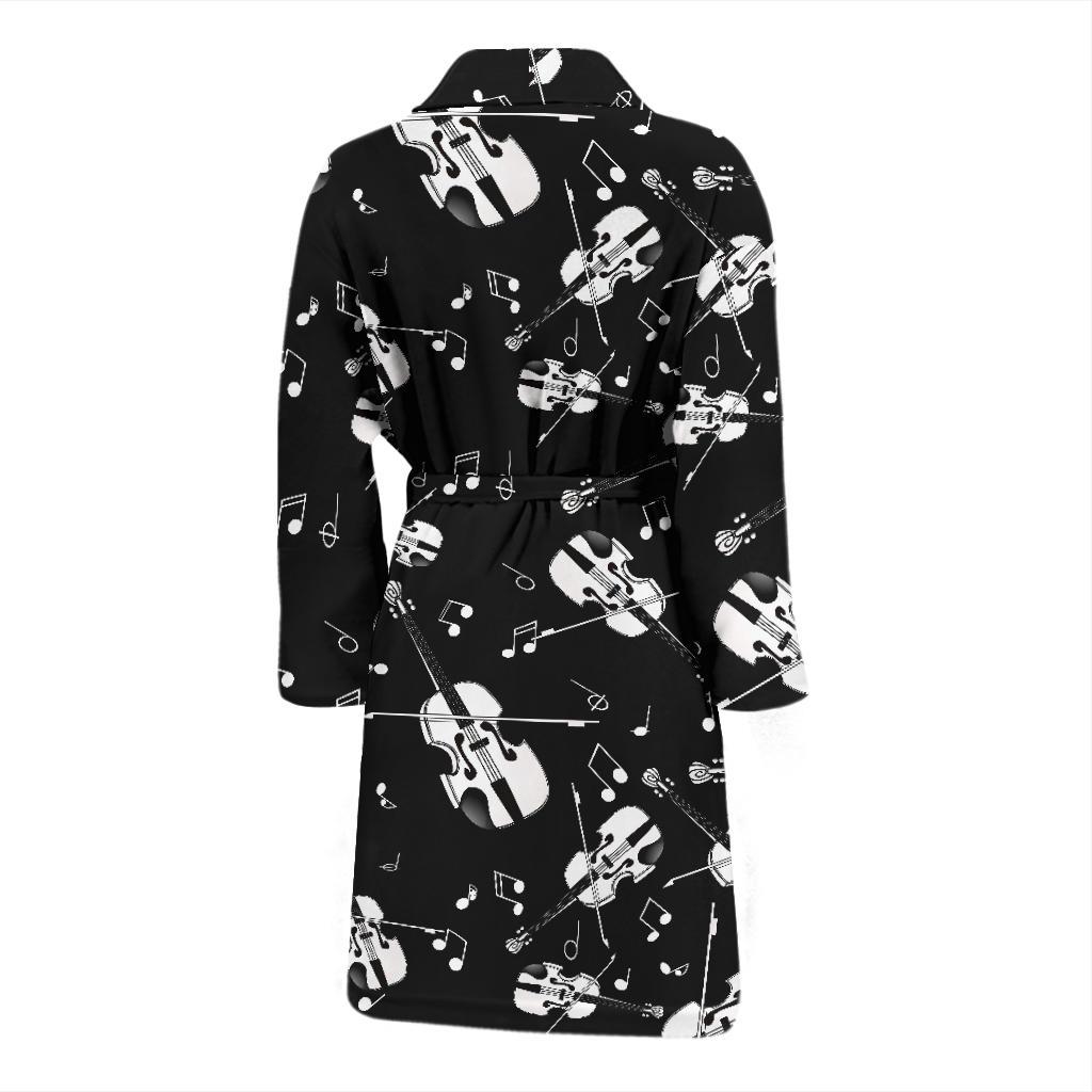 Violin Pattern Print Men Long Robe-grizzshop