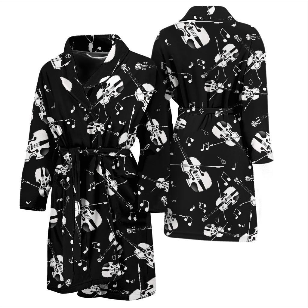 Violin Pattern Print Men Long Robe-grizzshop