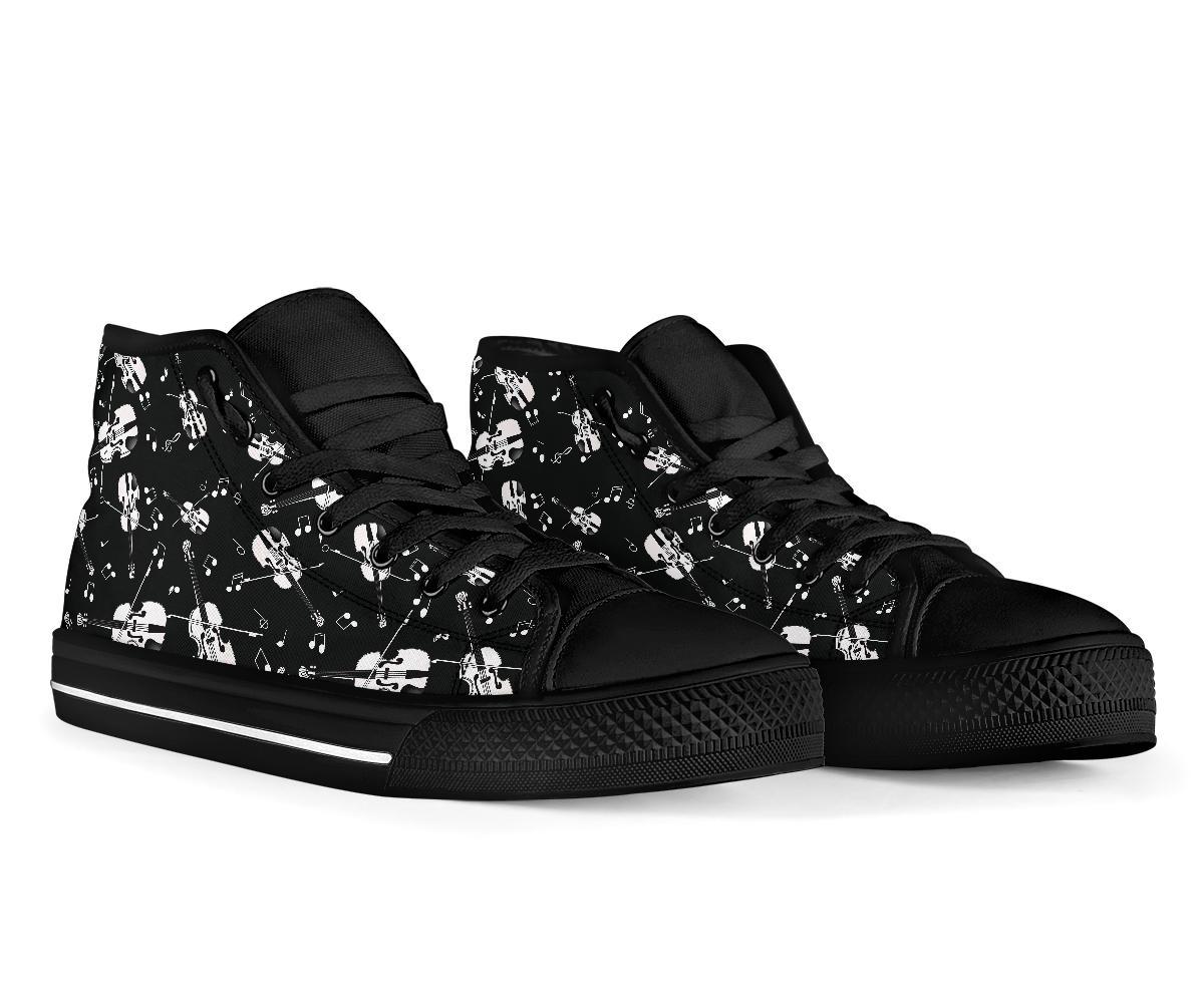 Violin Pattern Print Men Women's High Top Shoes-grizzshop