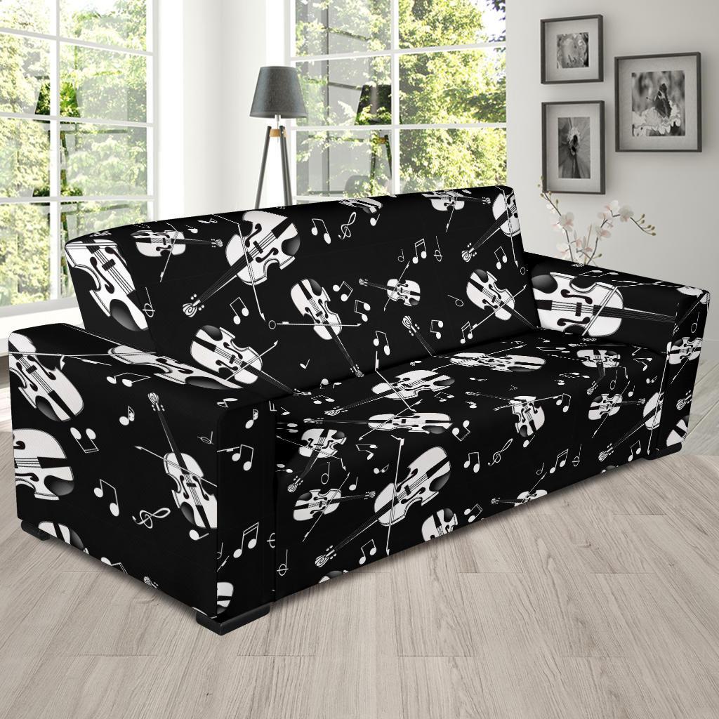 Violin Pattern Print Sofa Covers-grizzshop