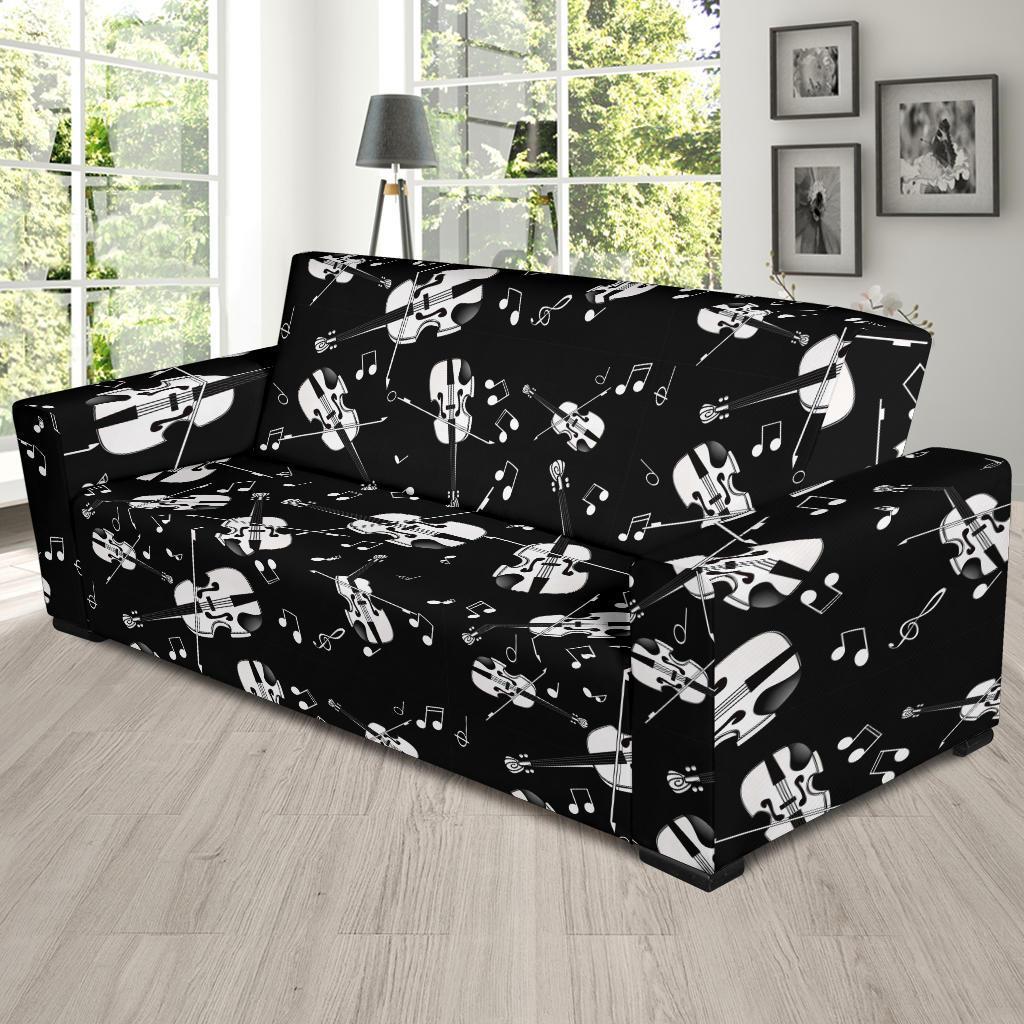 Violin Pattern Print Sofa Covers-grizzshop