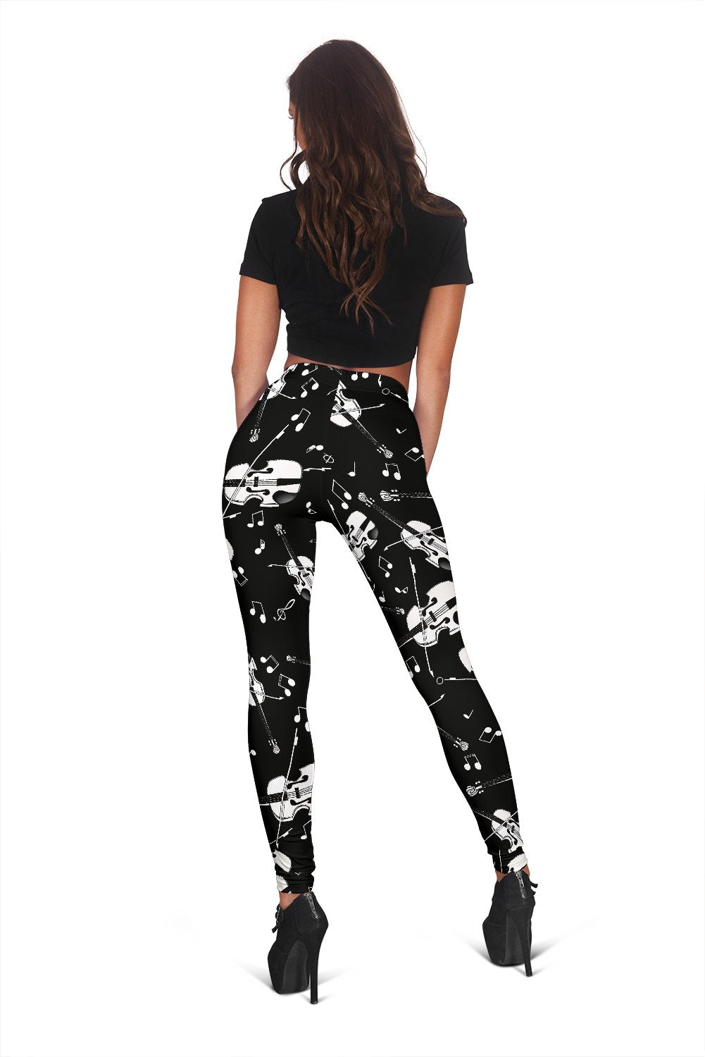 Violin Pattern Print Women Leggings-grizzshop