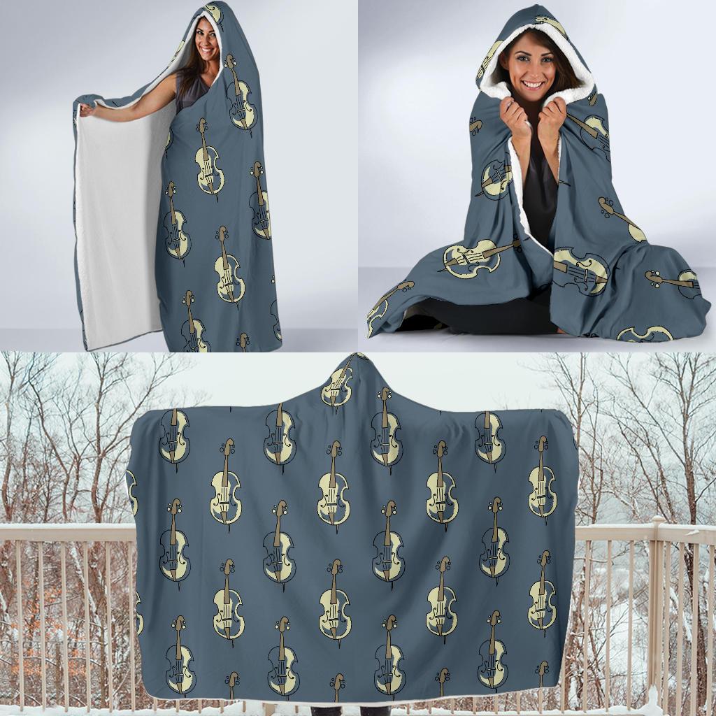 Violin Print Pattern Hooded Blanket-grizzshop