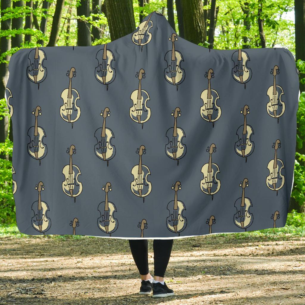 Violin Print Pattern Hooded Blanket-grizzshop