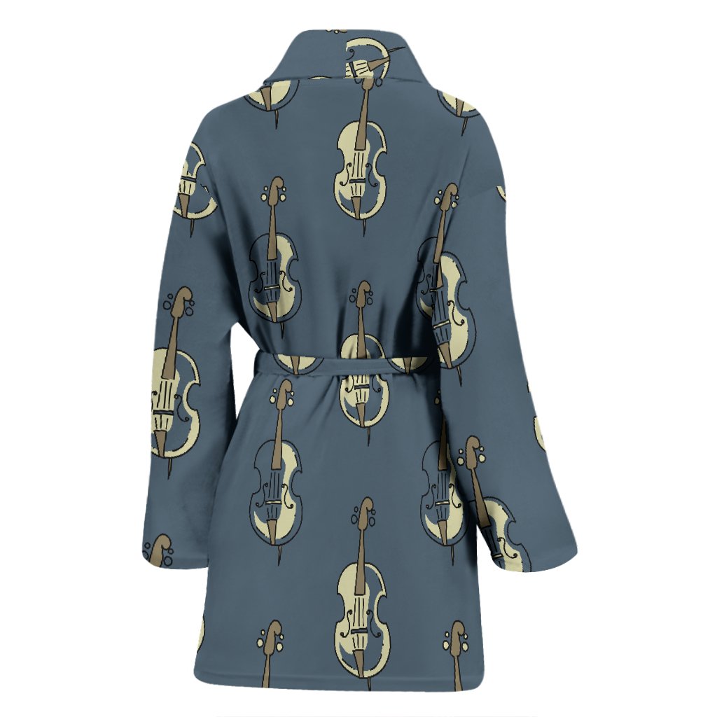 Violin Print Pattern Print Women Long Robe-grizzshop