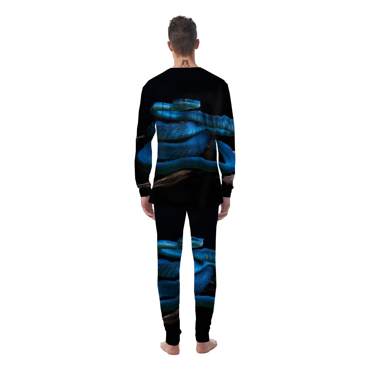 Viper Snake Blue Pit Print Men's Pajamas-grizzshop