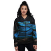 Viper Snake Blue Pit Print Women's Bomber Jacket-grizzshop