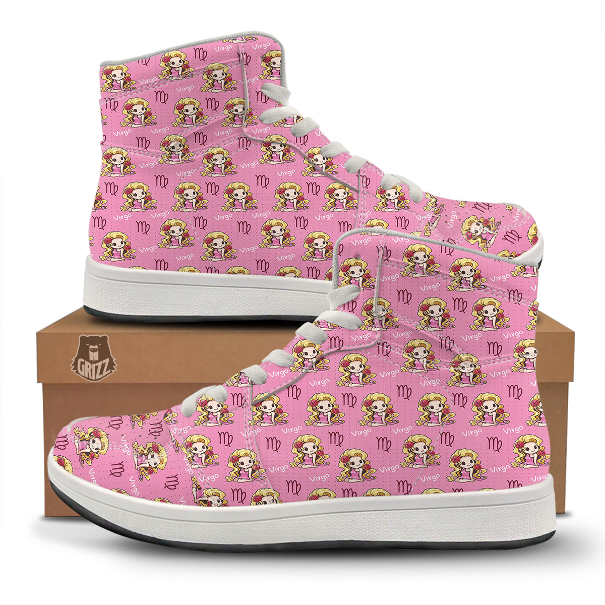 Virgo Cute Cartoon Print Pattern High Top Sneakers-grizzshop