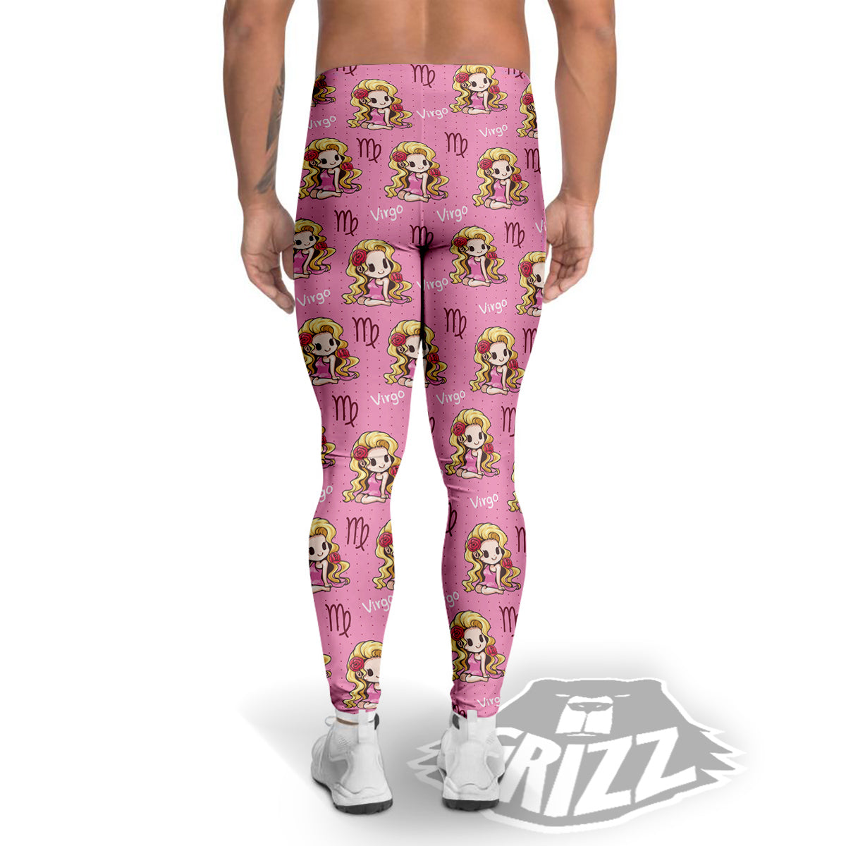 Virgo Cute Cartoon Print Pattern Men's Leggings-grizzshop