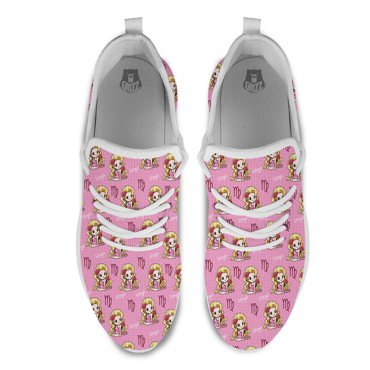 Virgo Cute Cartoon Print Pattern White Athletic Shoes-grizzshop